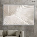 Ver imagem 2 de Quadro Decorativo - Folha Tropical Branca Bege Abstrata Flnt088 - Vidro com Impressão Uv - 80x60cm