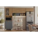Ver imagem 1 de Kit de Cozinha Compacta Alba C/ 6 Portas e 1 Nicho 250cm Amendola/grafito Prime Tx - Demóbile