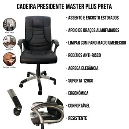 Cadeira Presidente Master Plus Bulk Preta Escritório - 5