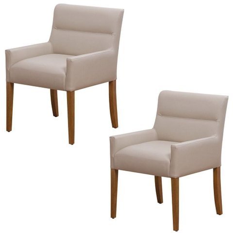 Kit 2 Cadeiras para Mesa de Jantar Angel Base Madeira Corano Bege - Nexta Casa