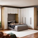 Ver imagem 1 de Guarda-Roupa de Casal Modulado 7 Peças 100% MDF Infinity Branco/Savana