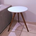 Ver imagem 3 de Mesa Lateral Redonda com Vidro 50x50 Cor Branco Medida 50 Cm Altura