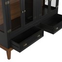 Ver imagem 5 de Mini Cristaleira de Madeira Maciça 4 Portas - Cor: Preto/amêndoa