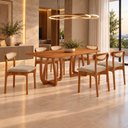 Ver imagem 1 de Conjunto de Mesa de Jantar Ello Tampo 180cm Barril Laminado com 6 Cadeiras Mônaco Premium