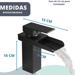Torneira Banheiro e/ou Lavabo de Bancada Monocomando Misturador em Metal Estilo Cascata Quadrada Pre - 3