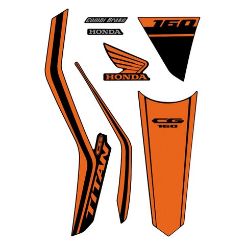 Kit Adesivo Faixa Protetor Cg Titan 160 Preto e Laranja Ano 2018 a 2021 Cobra Motoparts