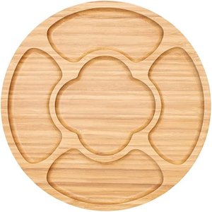Petisqueira 5 Divisórias Grande Bambu 30x2cm Mimo Style Marrom