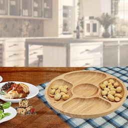 Petisqueira 5 Divisórias Grande Bambu 30x2cm Mimo Style Marrom - 12