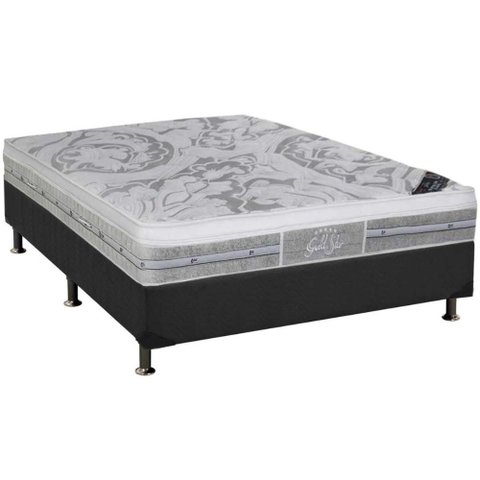 Conjunto Box: Colchão Molas Pocket Castor Ensacadas Slx Grand Plush + Base Crc Suede Gray Casal (