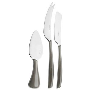 CONJUNTO 3 FACAS BUGATTI GLAMOUR PARA QUEIJO SILVER GLSL021F363