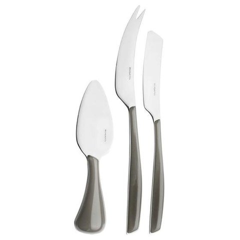 CONJUNTO 3 FACAS BUGATTI GLAMOUR PARA QUEIJO SILVER GLSL021F363