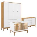 Ver imagem 1 de Quarto de Bebe Unique 4 Portas com Cômoda Sapateira Branco Soft Freijó Eco Wood - Matic