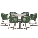 Ver imagem 1 de Mesa com 6 Cadeiras de Jantar Roma 120cm e Noronha em Alumínio Marrom Corda Náutica Estofado 6 Trama