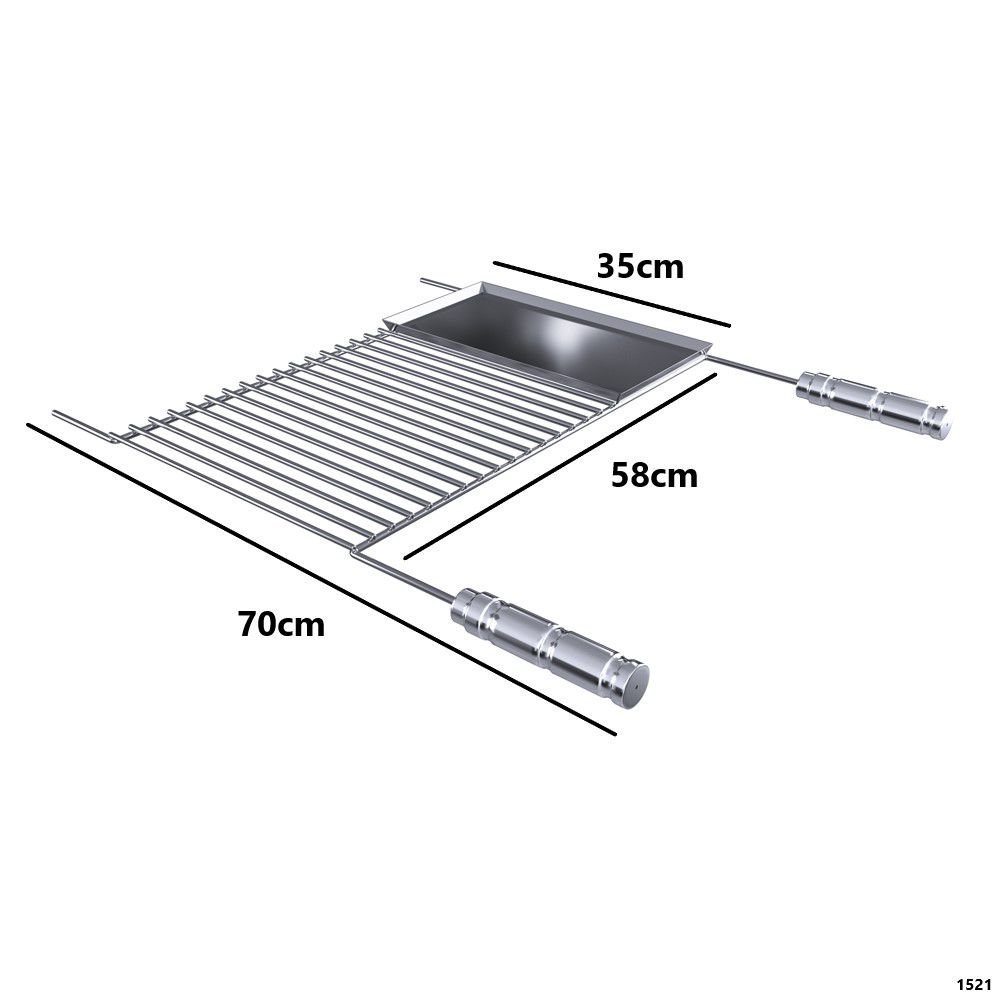 Grelha Uruguaia Barra Redonda Inox Reta Chapa Auxiliar 80x40 - 2