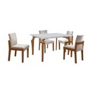 Ver imagem 2 de Conjunto Sala de Jantar Mesa Marialice Tampo Vidro/MDF com 4 Cadeiras Mônaco Espresso Móveis Marrom/Castanho Cinamomo/Creme/Off White