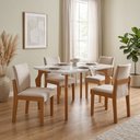 Ver imagem 1 de Conjunto Sala de Jantar Mesa Marialice Tampo Vidro/MDF com 4 Cadeiras Mônaco Espresso Móveis Marrom/Castanho Cinamomo/Creme/Off White