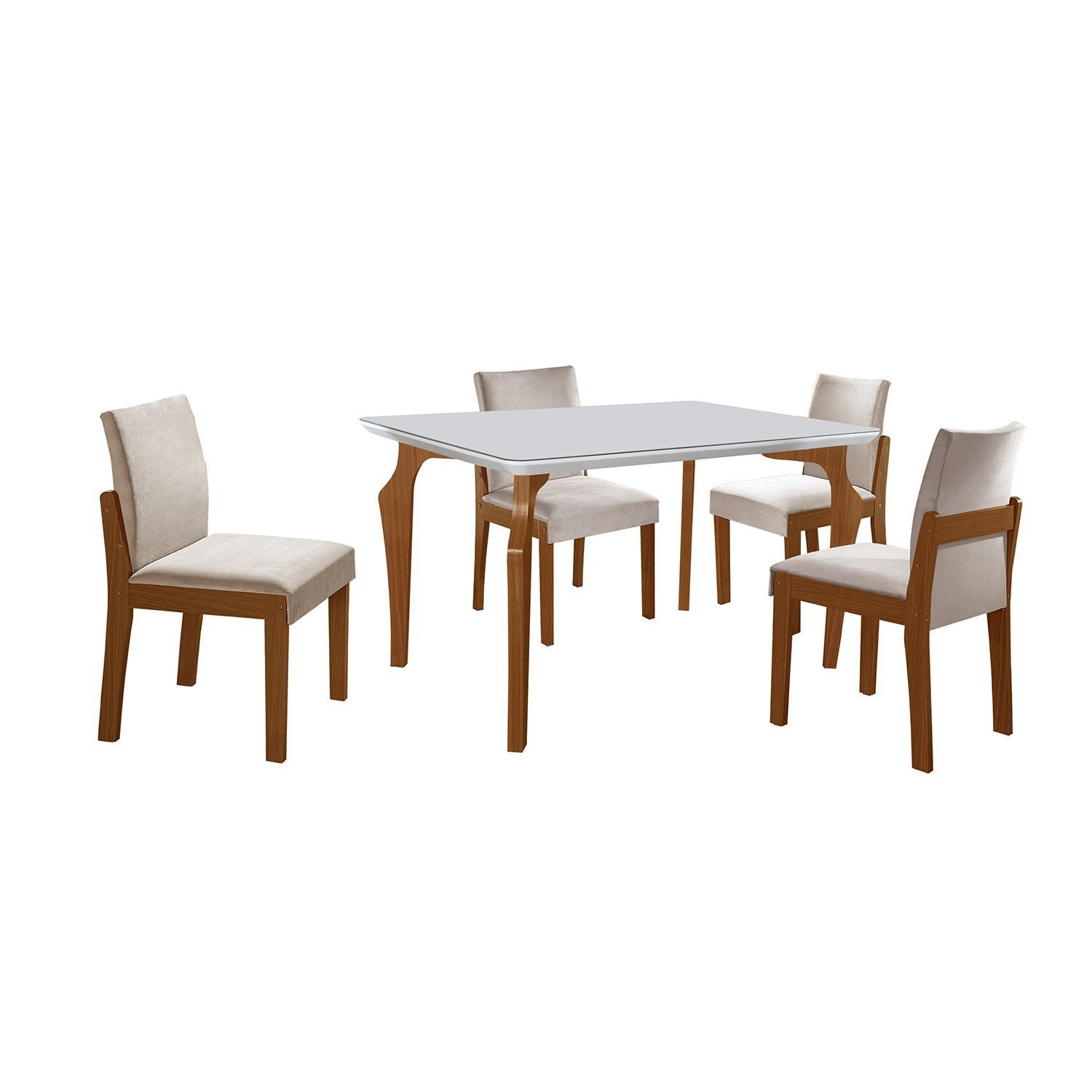 Conjunto Sala de Jantar Mesa Marialice Tampo Vidro/mdf com 4 Cadeiras Mônaco Espresso Móveis - 2