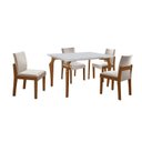 Ver imagem 2 de Conjunto Sala de Jantar Mesa Marialice Tampo Vidro/MDF com 4 Cadeiras Mônaco Espresso Móveis Marrom/Castanho Cinamomo/Creme/Off White