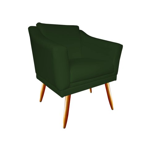 Poltrona Decorativa Agatha Suede Verde Pés Madeira Ms Decor