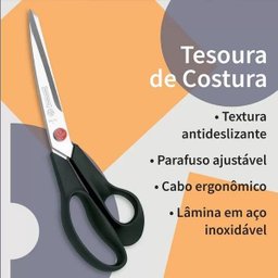 Tesoura Costura Reforcada Preta Ponto Vermelho Mundial 690n-12 - 3