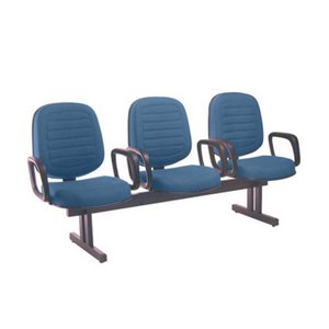 Cadeira em Longarina com 03 Lugares Linha Blenda Azul