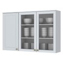 Ver imagem 4 de Balcão Pia 120cm e Aéreo com Porta de Vidro Americana Branco - Móveis Henn
