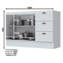 Ver imagem 3 de Balcão Pia 120cm e Aéreo com Porta de Vidro Americana Branco - Móveis Henn