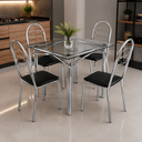 Ver imagem 1 de Kit Conjunto Mesa Quadrada 4 Cadeiras Jantar Cozinha Preto - Kappesberg