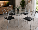 Ver imagem 2 de Kit Conjunto Mesa Quadrada 4 Cadeiras Jantar Cozinha Preto - Kappesberg