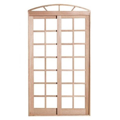 Porta Balcão de Correr de Madeira Cedro Arana 2 Folhas em Arco Bat.14 Cm- 2.35 (a) X 1.50 (l)