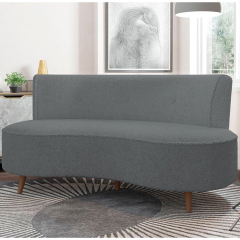 Sofá Chaise Living 2 Lugares 160cm para Sala Istambul K01 Bouclê Cinza - Lyam Decor