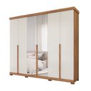 Ver imagem 2 de Guarda-Roupa Casal 267cm 6 Portas com Espelho e Pés 100% MDF Linhares Espresso Móveis Off White/Cinamomo