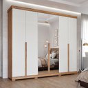 Ver imagem 1 de Guarda-Roupa Casal 267cm 6 Portas com Espelho e Pés 100% MDF Linhares Espresso Móveis Off White/Cinamomo