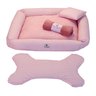 Kit Cama Pet Cachorro ou Gato Chevron Rosa Tam: M 04 Peças [f101] - 1