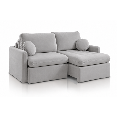 Sofá Oslo Retrátil e Reclinável com Molas Ensacadas, Pillow Top 18cm e Função Cama:Veludo Cinza/2.40