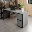 Ver imagem 1 de Mesa Escrivaninha 150cm x 60cm e Armário 2 Portas Cinza Sagrado com Preto F5 Office
