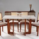 Ver imagem 1 de Conjunto Grécia Mesa Badem 136cm Cadeira Sila Marrom/Imbuia