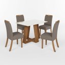 Ver imagem 2 de Sala de Jantar Hebe Mesa 120 cm Canto Reto com Vidro 4 Cadeiras Espresso Móveis Off White/Nature/Marrom Amêndoa