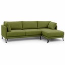 Ver imagem 1 de Sofá Sala de Estar Atena Chaise Direito Pés de Ferro 224cm 4 Lugares Bouclê Verde Claro M1 - Monari 