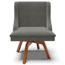 Ver imagem 7 de Kit 3 Cadeiras Decorativas Sala de Jantar Base Giratória de Madeira Firenze Suede Grafite/Natural G1