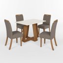 Ver imagem 2 de Sala de Jantar Hebe Mesa 120 cm Canto Reto 4 Cadeiras Espresso Móveis Off White/Nature/Marrom Amêndoa
