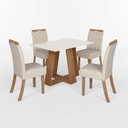 Ver imagem 2 de Sala de Jantar Hebe Mesa 120 cm Canto Reto 4 Cadeiras Espresso Móveis Off White/Nature/Linho