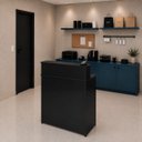 Ver imagem 2 de Balcão Caixa 82x40cm para Atendimento Recepção Comercial Gaveta com Fechadura Painel Frontal Elevado