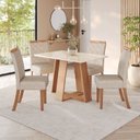 Ver imagem 1 de Sala de Jantar Hebe Mesa 120 Cm Canto Reto com Vidro 4 Cadeiras Espresso Móveis