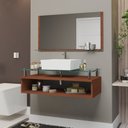 Ver imagem 1 de Conjunto Gabinete Banheiro 80cm com Tampo de Vidro Jade Marrom/Natura