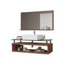 Ver imagem 2 de Conjunto Gabinete Banheiro 80cm com Tampo de Vidro Jade Marrom/Natura