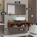 Ver imagem 3 de Conjunto Gabinete Banheiro 80cm com Tampo de Vidro Jade Marrom/Natura