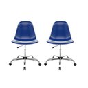 Ver imagem 1 de Kit 2 Cadeiras Eames Office Azul Bic com Base Cromada Design Ergonômico e Sofisticado