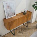Ver imagem 2 de Aparador Flow para Sala 139cm com 4 Portas Pés de Aço Moderno Potenza