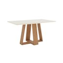 Ver imagem 3 de Sala de Jantar Hebe Mesa 160 cm Canto Reto com Vidro 6 Cadeiras Espresso Móveis Off White/Nature/Marrom Amêndoa